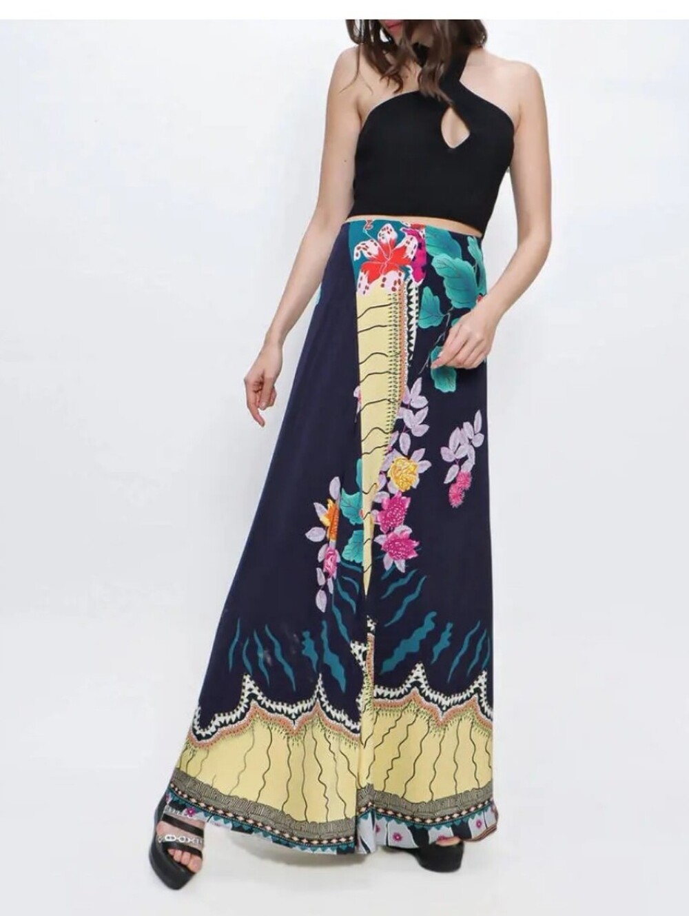 ETRO Italy Floral Border Print Maxi Skirt | Viscose Boho Resortwear IT 44 US 8
